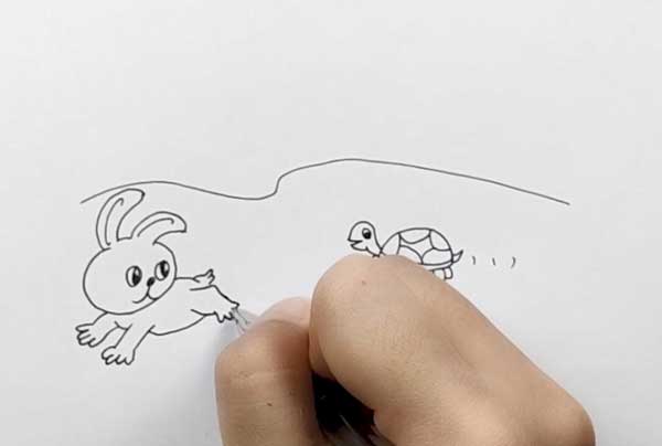龟兔赛跑怎么画简笔画  龟兔赛跑图片简笔画