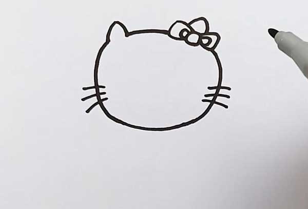 哈喽kitty简笔画教程，可爱的Hello Kitty怎么画呢?(图2)