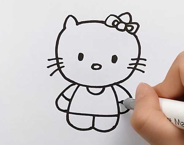 哈喽kitty简笔画教程，可爱的Hello Kitty怎么画呢?(图4)