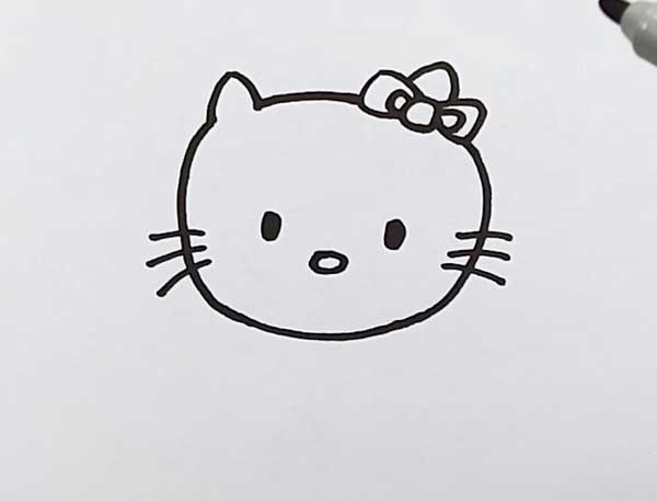 哈喽kitty简笔画教程，可爱的Hello Kitty怎么画呢?(图3)
