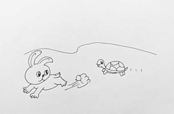 龟兔赛跑怎么画简笔画  龟兔赛跑图片简笔画